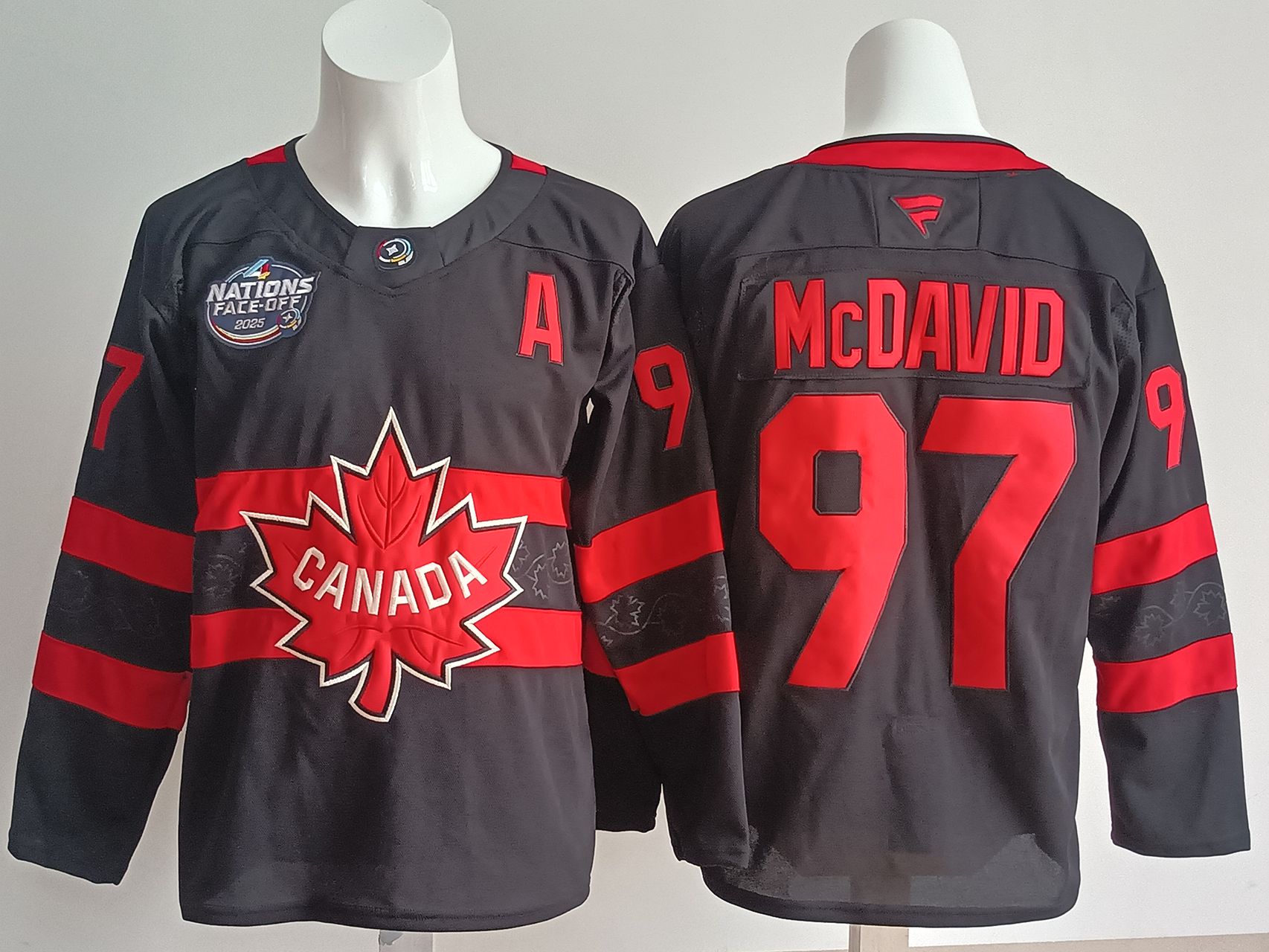 Men Canada #97 Mcdavid Black 2025 Fanatics Home Premium NHL Jersey style 1